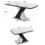 Table de salle à manger rectangulaire moderne, extensible, plateau de table blanc + pied de table en panneau de fibres à densité moyenne noir et blanc avec base en métal