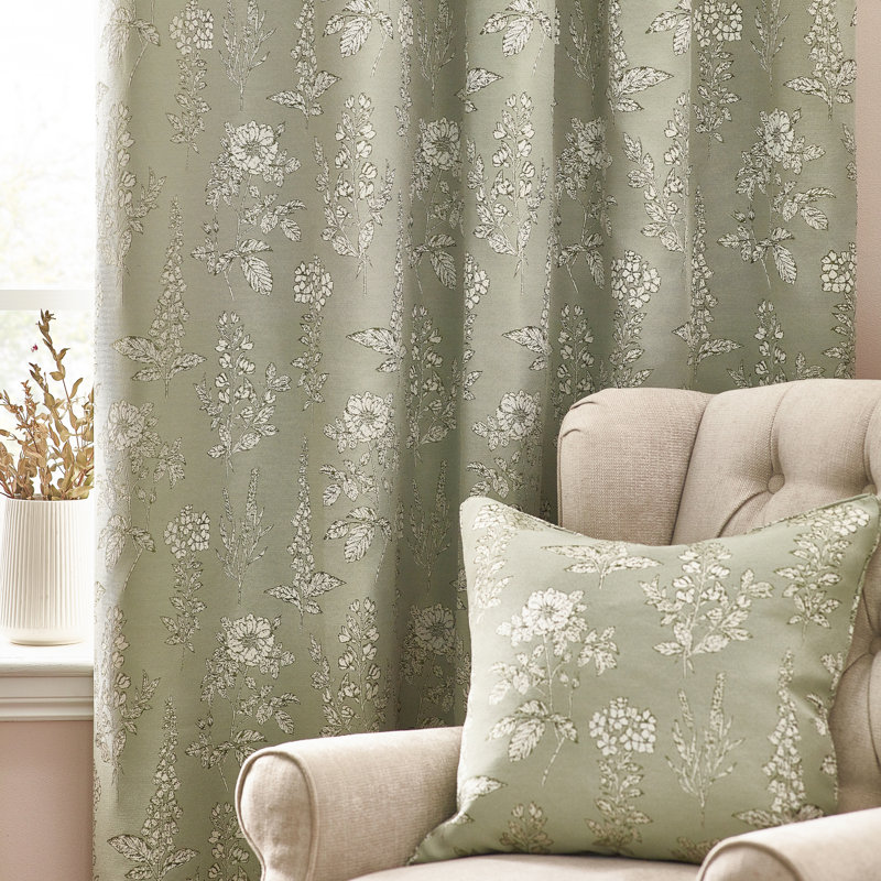 Room Darkening Curtain Pair, Sage, 168cm Width x 229cm Drop