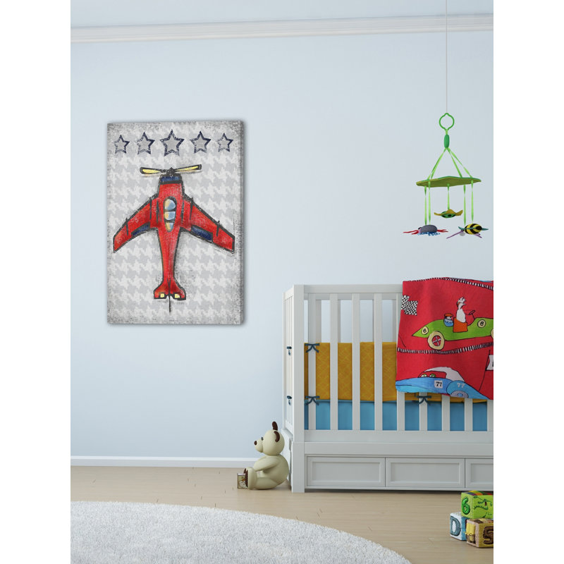 "Red Plane" by Reesa Qualia Painting Print on Wrapped Canvas, 24" H x 16" W x 1.5" D