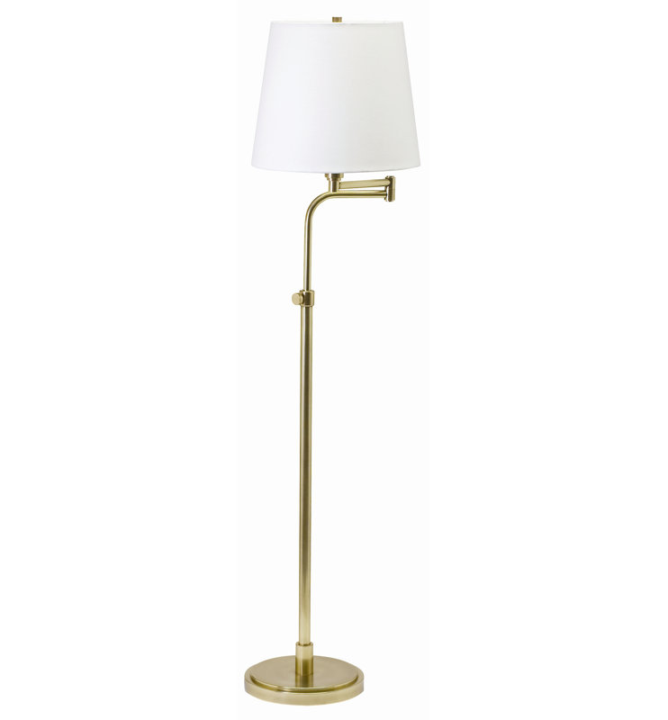 Deasia 58'' Swing Arm Floor Lamp, Raw Brass