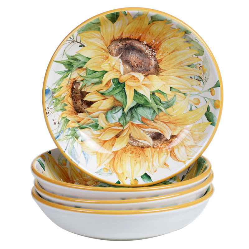 Certified International Sunflower Fields Set/4 Soup/Pasta Bowl