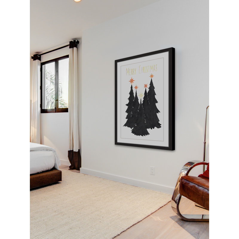 « magic christmas », reproduction de peinture à l’aquarelle encadrée, H 24 po x l 16 po