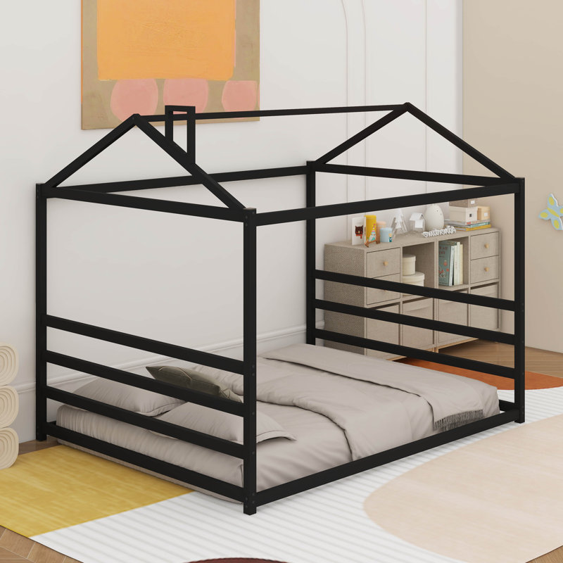 Grand lit plateforme en métal, Noir