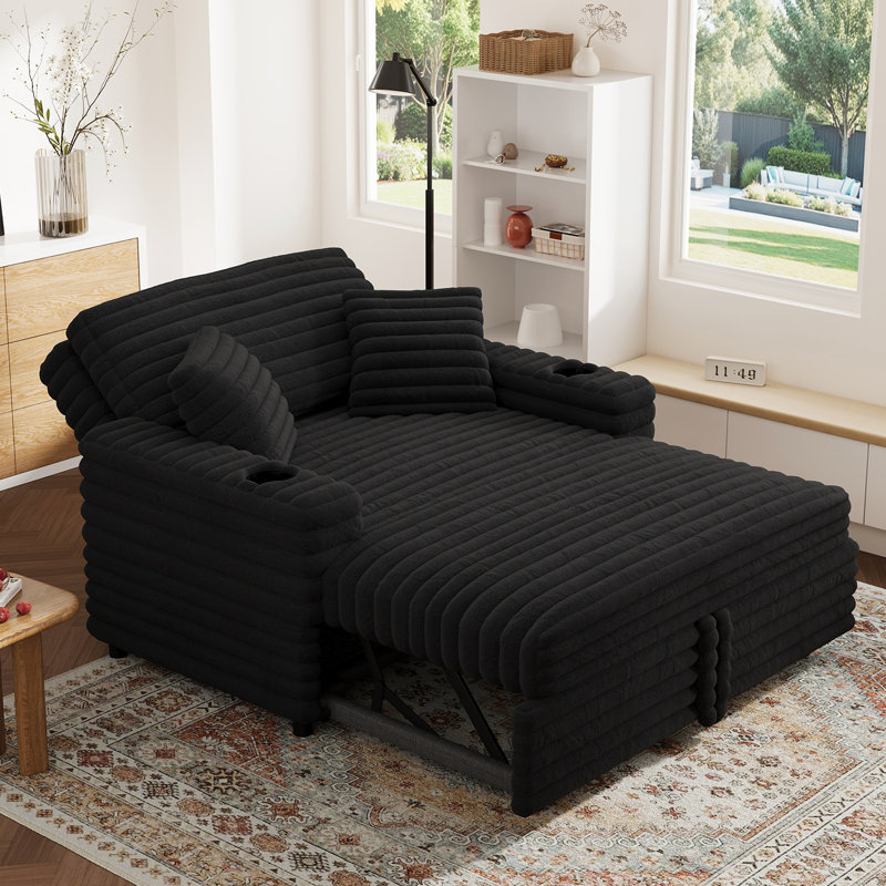 Canapé-lit rembourré en fourrure de lapin, Tissu horizontal en fausse fourrure noire