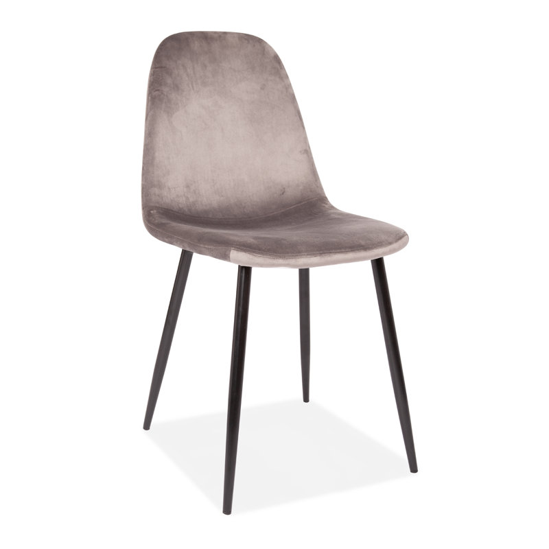 Jordon 49cm H Polyester Blend Upholstered Side Chair, Dark Grey, Black, 4