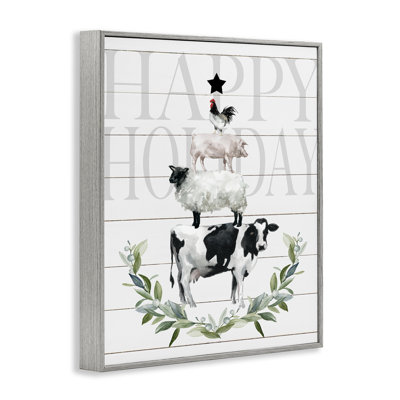 Happy Holiday Farm Animals Giclee Art by Carol Robinson