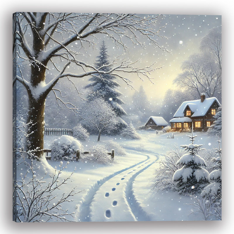 «Winter's Glow: Serene Snowscape», art mural sur toile, H 40 po x l 40 po x P 1,5 po