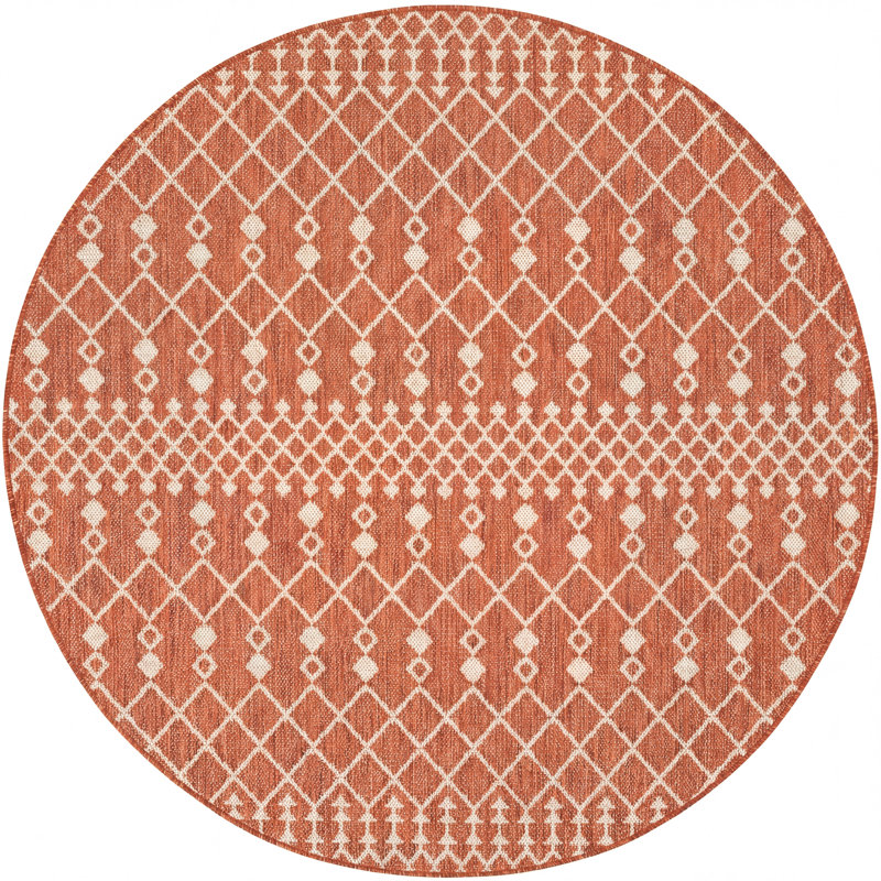  Positano 6' x Round Terracotta Modern Rug, Terracotta, Round 6'
