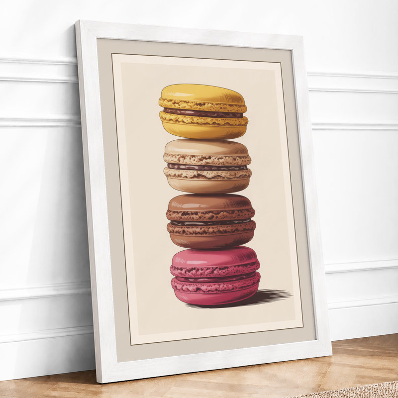 Macaron Stack Modern - Framed Print, A2 - 59.4 x 42.0 cm, White
