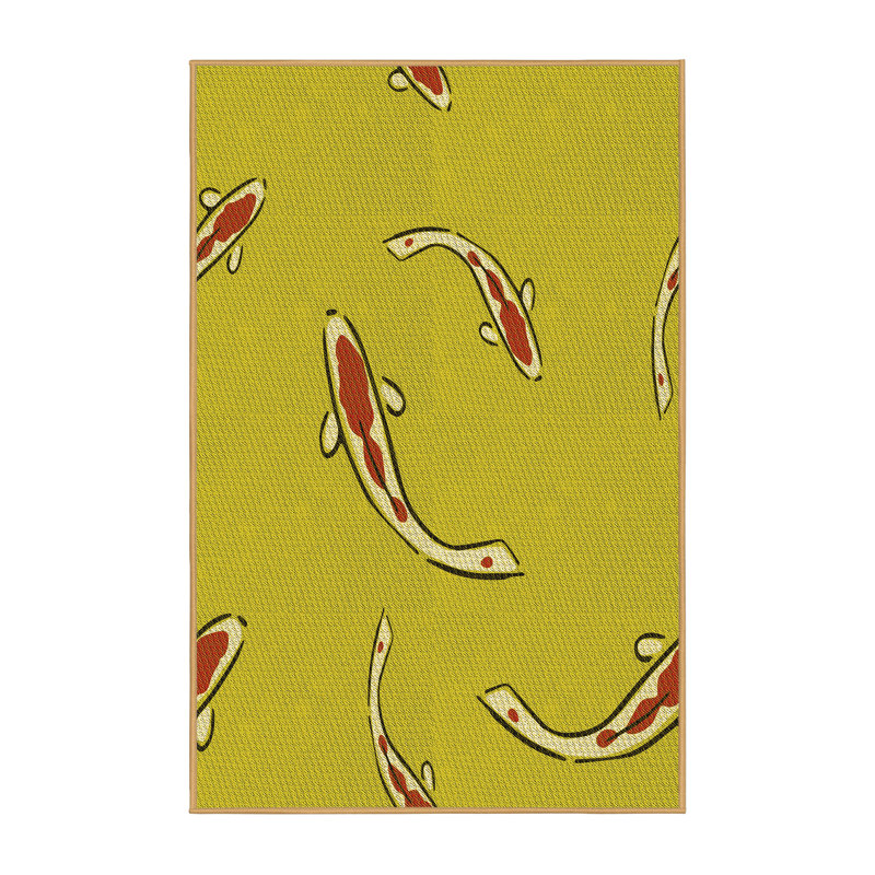 Tapis rond rond en laine jaune, Rectangle 5 pi x 8 pi