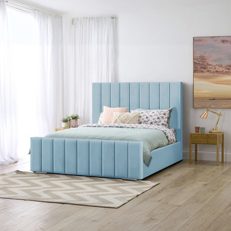 Arlon Upholstered Bed, Sky Blue, Double (4'6)