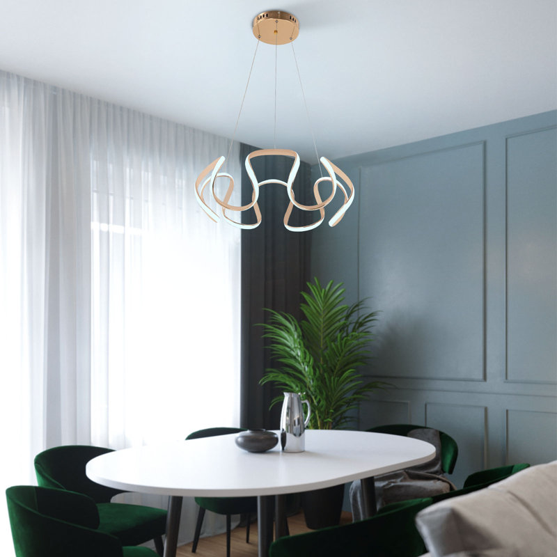 Luminaire suspendu DEL moderne avec télécommande Dimsdale, Or