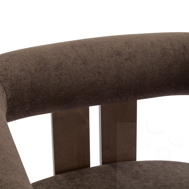 Fauteuil d'appoint rembourré à accoudoirs ronds, Marron foncé