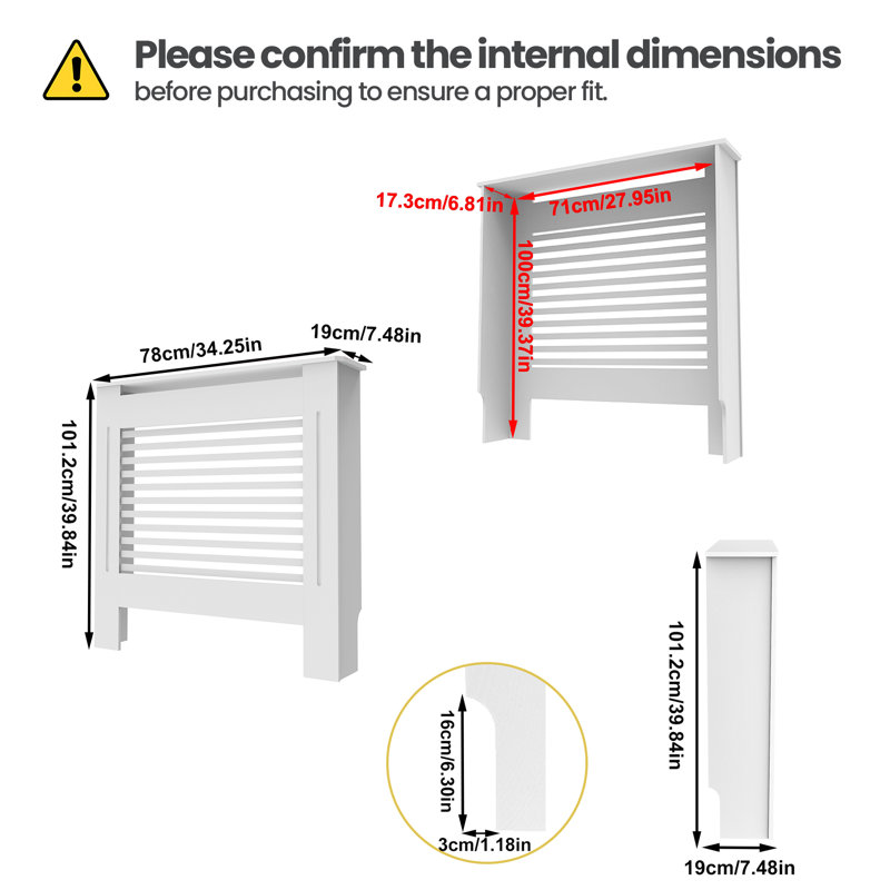 Abbi Extra Large Radiator Cover, 101.5cm H x 78cm W x 19cm D, 1