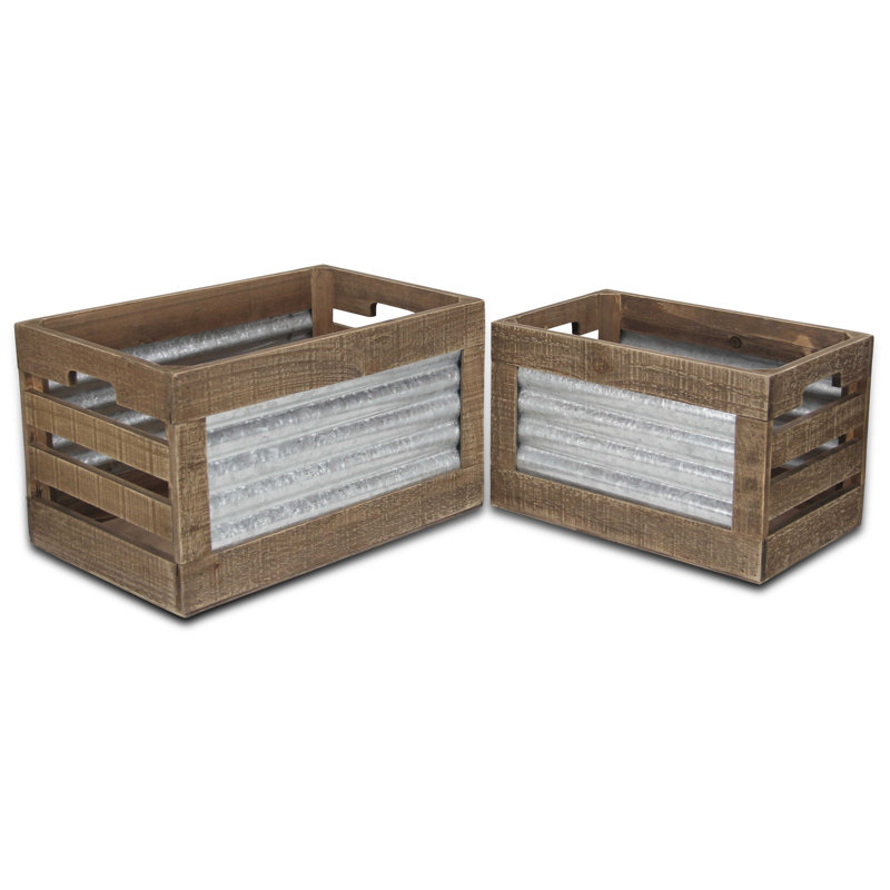 Ensemble de 2 caisses en bois Ridged
