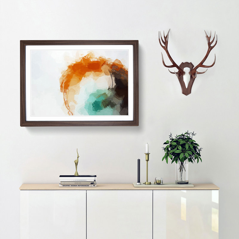 Love of Yesterday in Abstract - Picture Frame Graphic Art Print, 35cm H x 50cm W x 2cm D, Walnut