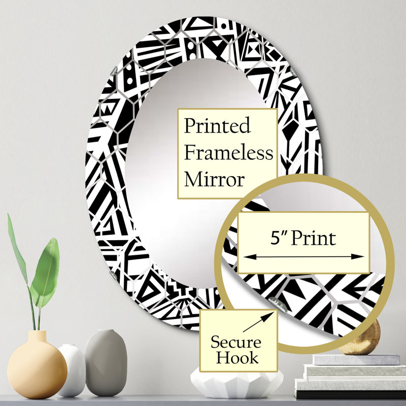 Monochromes triangulaires rectangulaires boho géométriques - miroir mural moderne, 30 po x 20 po