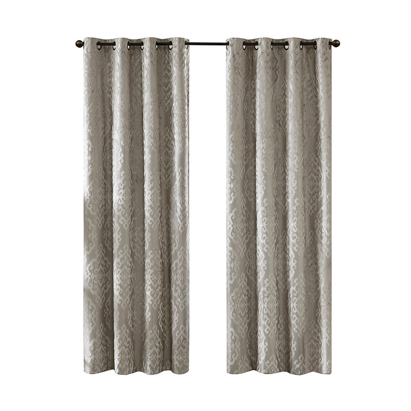 Rideau tricoté en jacquard damassé occultant avec œillets (seulement 1 panneau PC), Gris anthracite, L 50 po x H 108 po