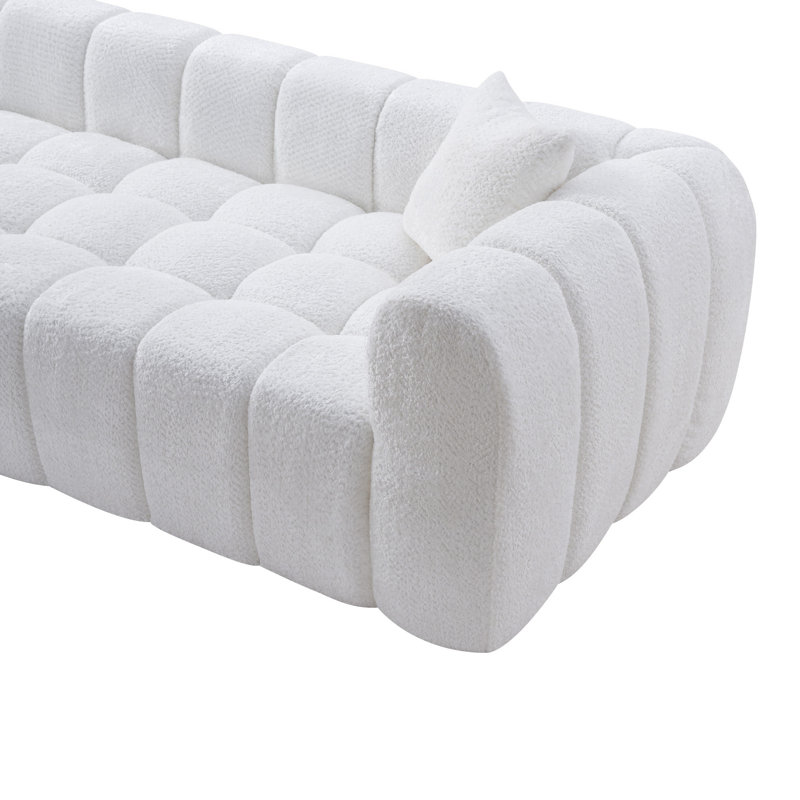 Marshmallow Cloud  Compressed  Sofa, White Boucle