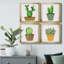 Boho Cacti I - ensemble de 4 peintures sur toile encadrées-1210434371-1210434370