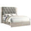 Lit pour grand lit, thème crème et gris, tête de lit, tête de lit en bois d'hévéa gris, cadre-401627306-401627349