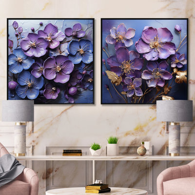 Royal Elegance - Ensemble de 2 collages carrés violets