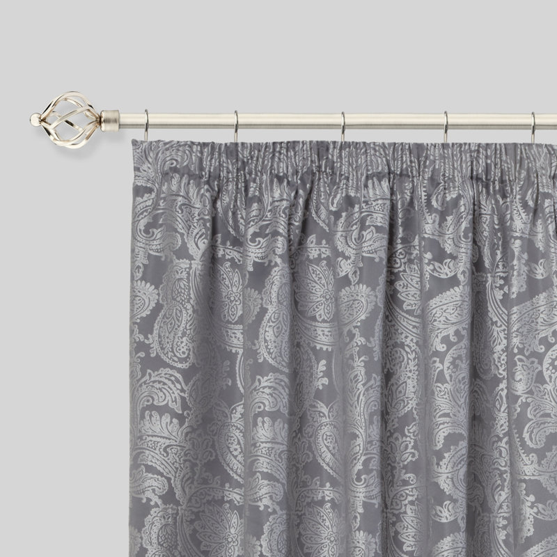 Abeer Adjustable 2cm Single Curtain Pole, 1.2 - 2.1m, Brushed Silver