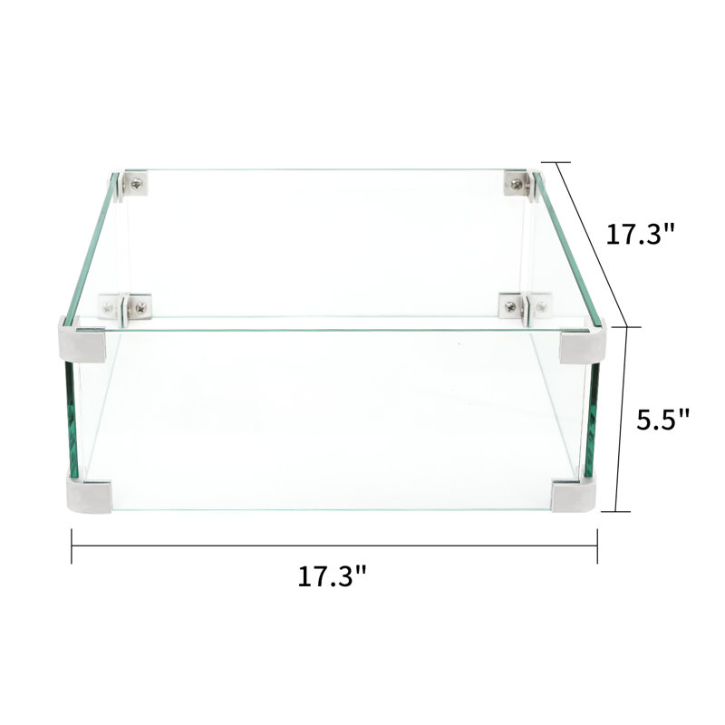 17.3'' Square Glass Fire Pit Accessory