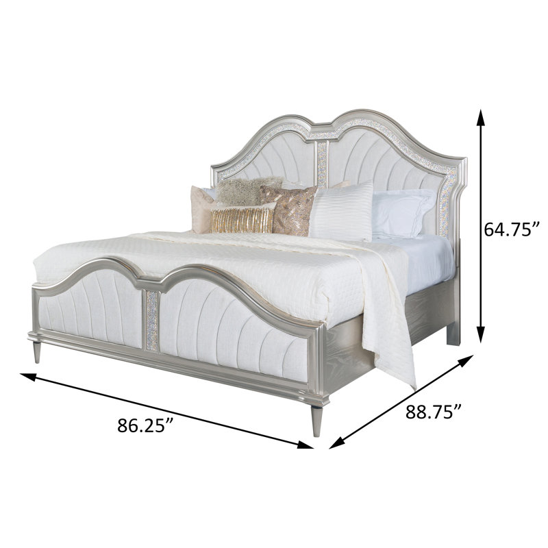Katerina Ivory And Silver Oak Platform Bed, Queen