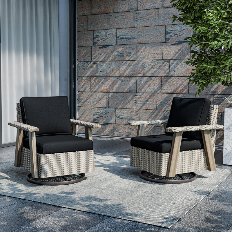 Chaises pivotantes 2 pièces avec coussins Creal, Noir