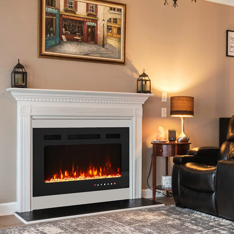 Aakifa Symple Stuff Black Electric Fireplace with 5000 BTU, 43.2cm H x 76.2cm W x 10.5cm D