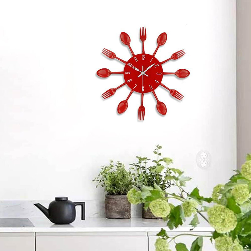 Metal Wall Clock, Red