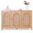 50" L Boho Natural Rattan Sideboard Buffet Cabinet With Large Storage, Home Kitchen Oak Wood Veneer 3-Door Credenza Coffee Bar Cabinets With Adjustable Shelves-934428040