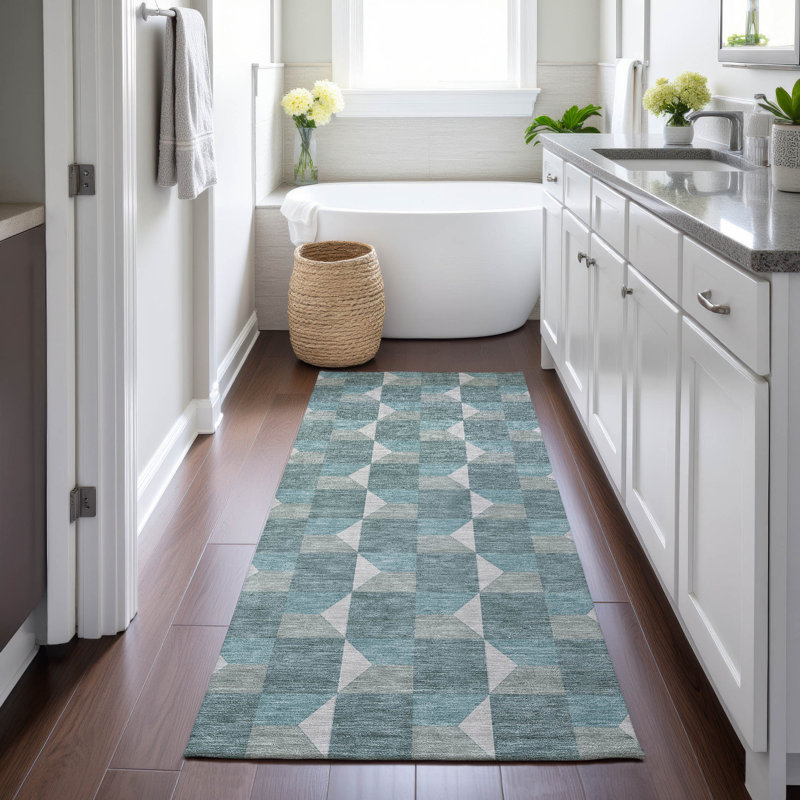 Machine Washable Indoor/Outdoor Chantille ACN2680 Geometric Rug, 2'3" x 7'6" Runner, Teal