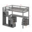 Structure de lit mezzanine simple avec escalier de rangement, bureau, commode à 2 tiroirs avec tiroir, DEL-1099629170