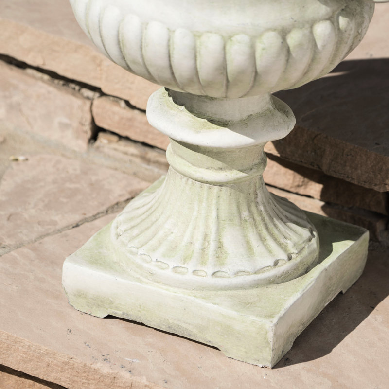 Decorative Lightweight Concrete Garden Urn - 17.19"W X 17.19"D 24.69"H, No Assembly, White Magnesium Oxide Planter, White