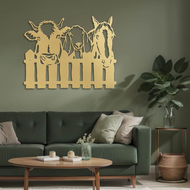 Wall Decor Metal, 24" H x 36" W x 0.05" D, Gold