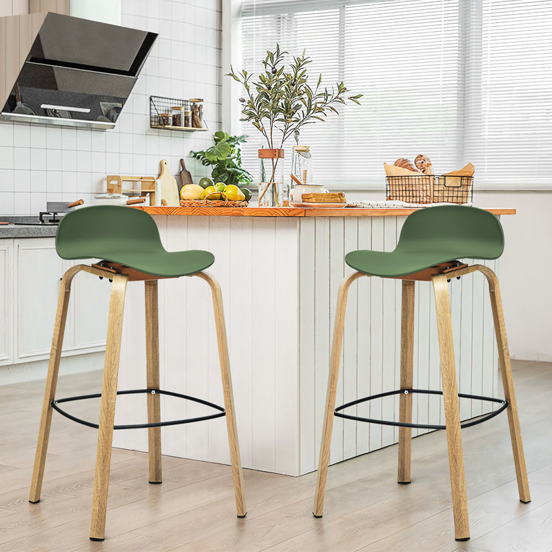 Counter Stool with Metal Frame, Green