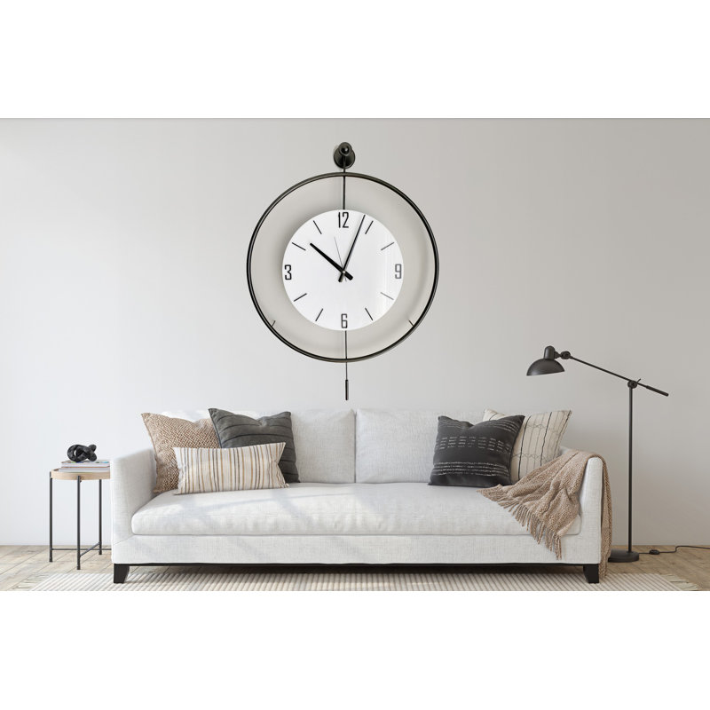 Horloge murale élégante en métal, noire, 22,8 po x 31,5 po x 2,8 po | Fabrication 100% métal, poids léger de 5,5 lb | Parfait pour la décoration intérieure moderne, ajoute style et fonctionnalité à n'importe quelle pièce