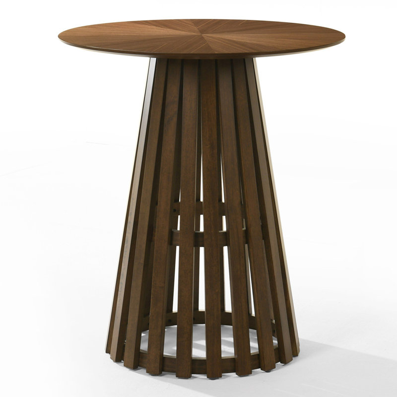 Weiss - Table de bar ronde Mid-Century moderne en noyer