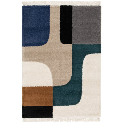 Pembrooke Abstract Machine Woven Cream Area Rug