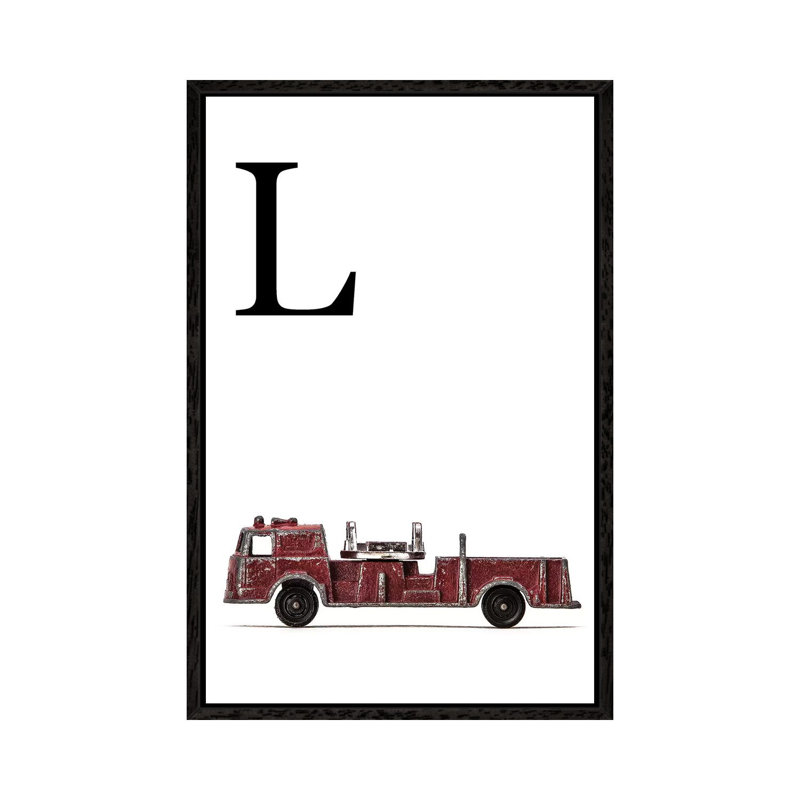 L Fire Engine Letter - Print on Canvas, 66.04 cm H x 45.72 cm W, Black Framed