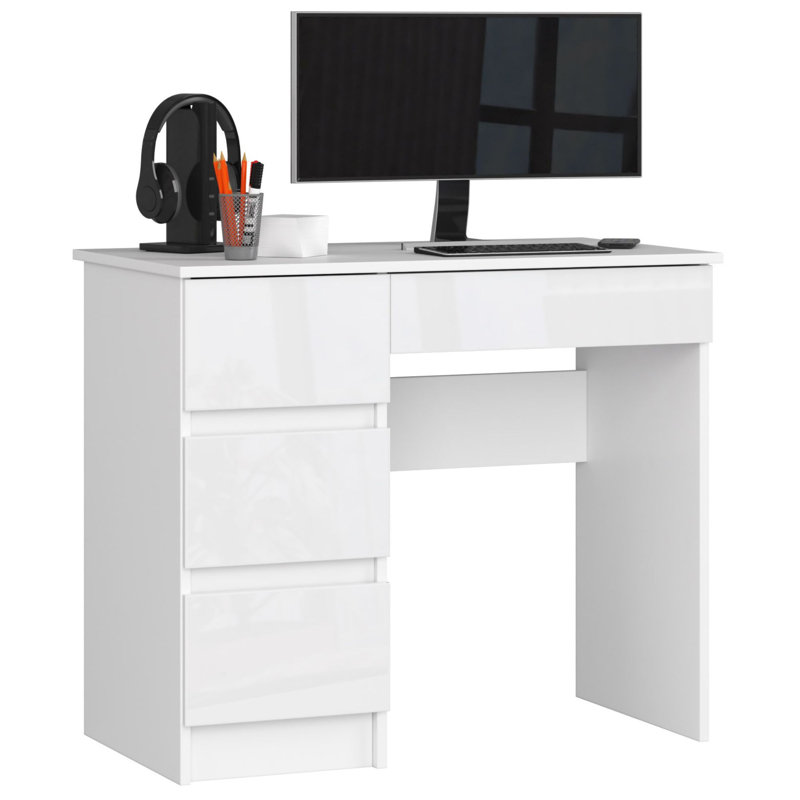 Elizeabeth Writing Desk, Left Hand Return, White Gloss