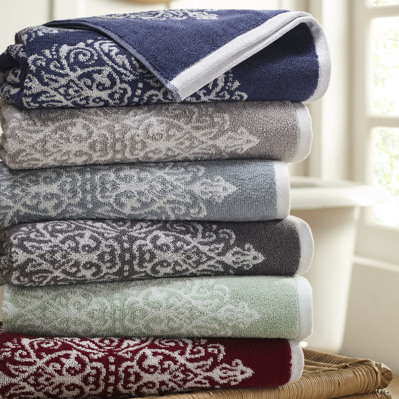 Modern Threads Artesia Damask 6-Piece Reversible Yarn Dyed Jacquard Towel Set - Bath Towels, Hand Towels, & Washcloths - Super Absorbent & Quick Dry