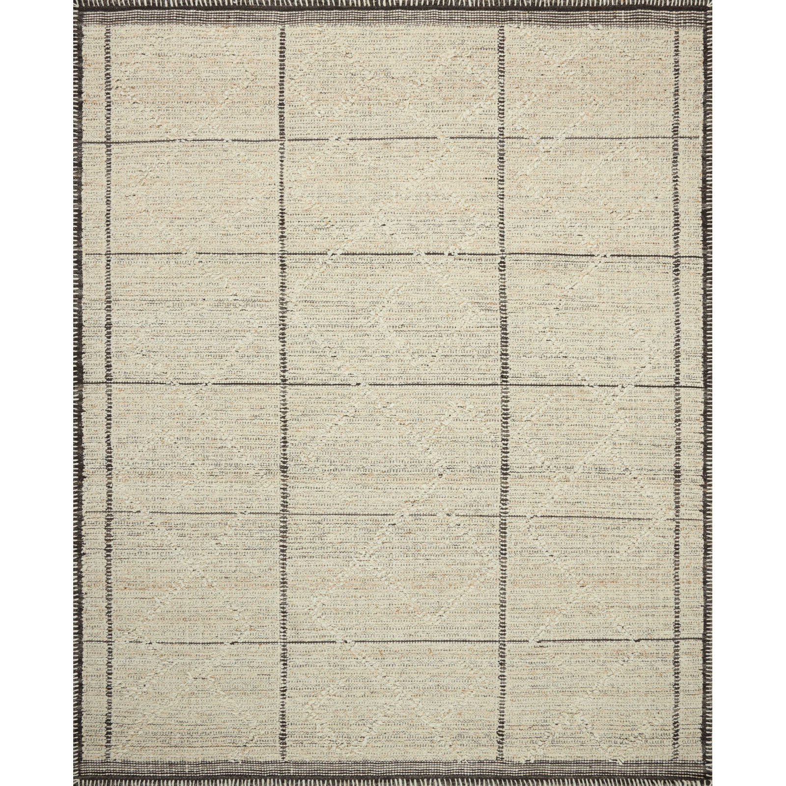 Amber Lewis x Loloi Bowie Ivory / Mocha Area Rug, Rectangle 5'6" x 8'6"