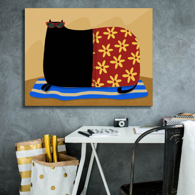  «Summer Cat» par Gabriela Avila, art mural sur toile, 34 po x 26 po