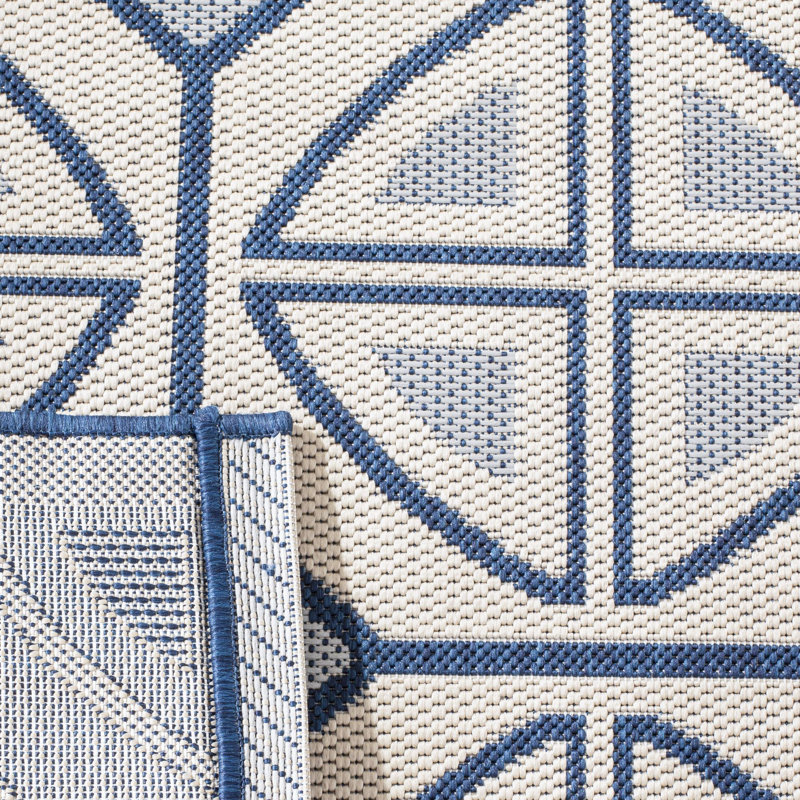 Tapis intérieur / extérieur bleu / beige Herefordshire, Rectangle 2 pi x 3 pi 7 po