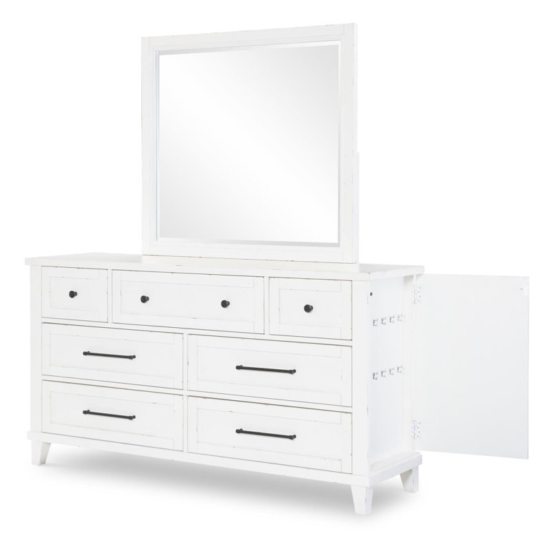 XXX's and OOO's 7 Drawer Dresser (7 Drawers, Top RSF Jewelry Tray in Drawer, Hidden Jewelry Storage on RSF Side Panel, Power on Back LSF Corner, 2 Outlets, 1 USB + 1 USB-C)