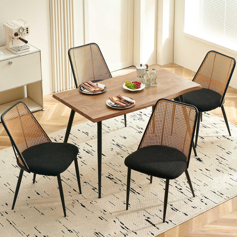 Serene Rectangular Table Set for 4, Black