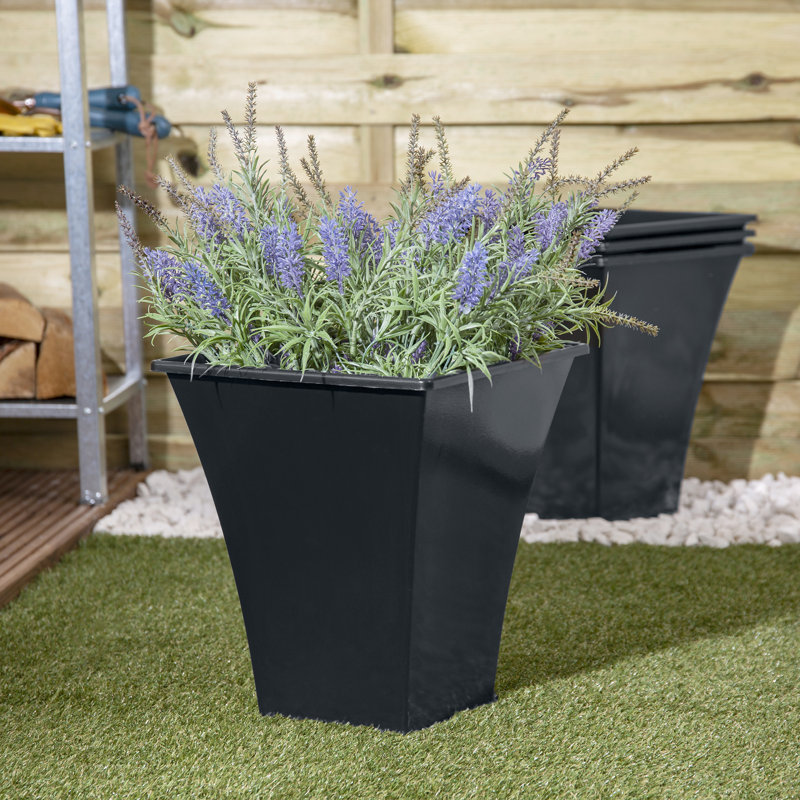 Wham Metallica Square Planters, Slate, 31.5cm H x 28cm W x 28cm D
